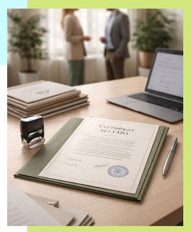 Сертификат без ГМО в Невинномысске от 7672 р. оформить срочно Алешин-Нвн